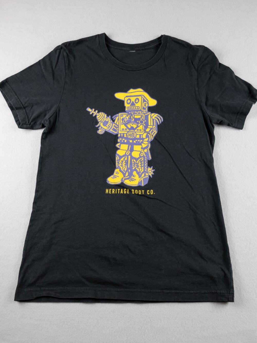Heritage Boot Co Austin Texas Robot Cowboy Graphic T Shirt Black Approx Small